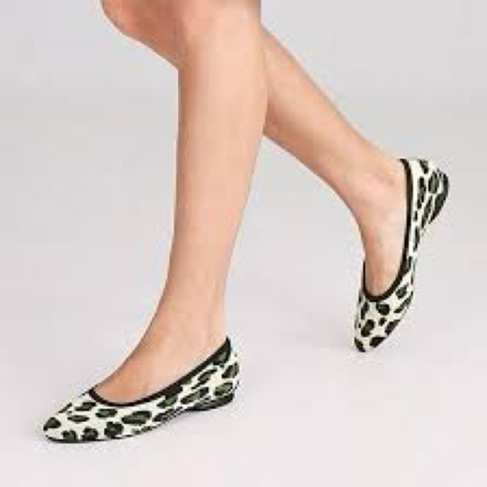 Ivaia green with cream Margot Leopard flat
